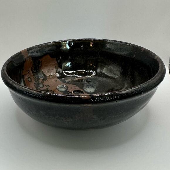 VTG Vintage Signed Brown Ceramic Retro Brown Bowl Spongewear Glazed Pottery - Picture 9 of 15